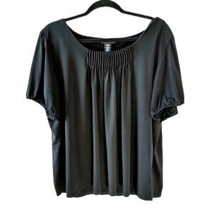 Moonlit Bay Black Knit Top Short Sleeves Front Pleats Womens 18W / 20W